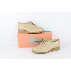 NOS Vintage 90s Streetwear Womens 8 C Pebble Grain Leather Chunky Platform Shoes